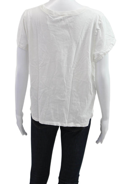 Madewell Women Basic White Round Neck Short Sleeve T-Shirt Size XL