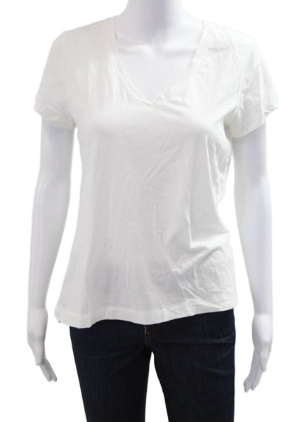 Banana Republic Womens White V Neck Short Sleeve Basic T Shirt Size M