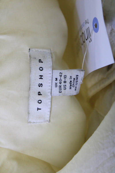 Topshop Women Windbreaker Jacket Beige Nylon Collared Button Long Sleeve Size M