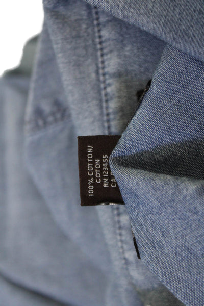 Black Brown 1826 Mens Collar Long Sleeve Button Down Shirt Blue Size M