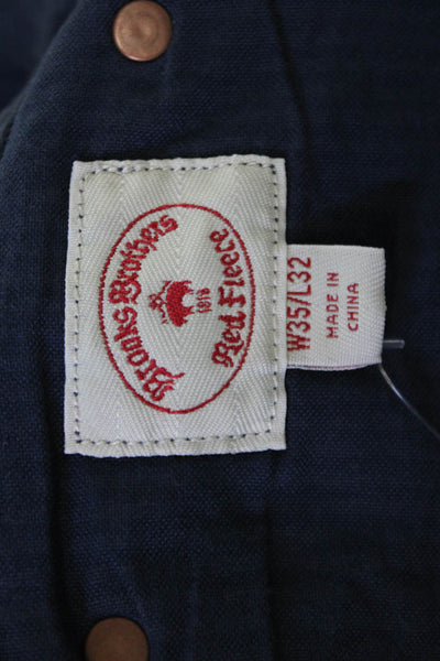 Brooks Brothers Men Chinos Dark Blue Cotton Stretch Size 35