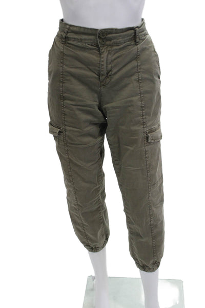 Sanctuary Unisex Cargo Cropped Capri Pants Green Button Size 28