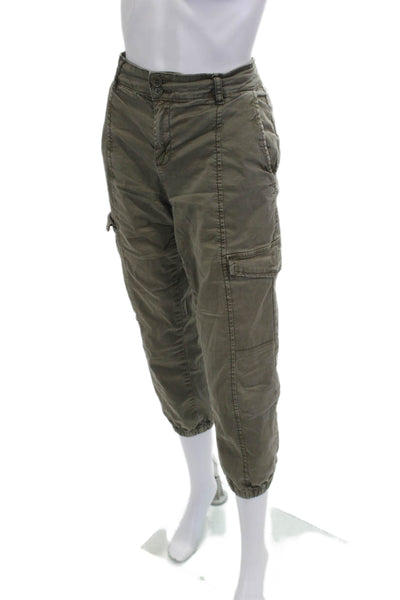 Sanctuary Unisex Cargo Cropped Capri Pants Green Button Size 28