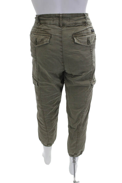 Sanctuary Unisex Cargo Cropped Capri Pants Green Button Size 28