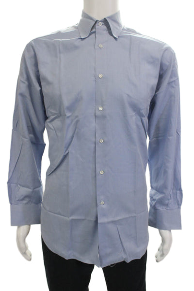 Barneys New York Mens Cotton Long Sleeve Collared Button-Down Shirt Blue Size 46
