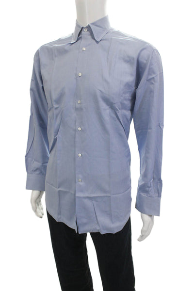 Barneys New York Mens Cotton Long Sleeve Collared Button-Down Shirt Blue Size 46
