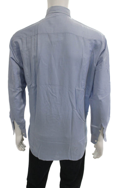 Barneys New York Mens Cotton Long Sleeve Collared Button-Down Shirt Blue Size 46