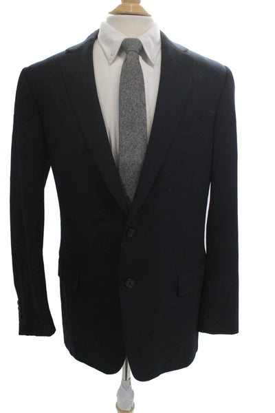 Ermenegildo Zegna Men Dark Blue 100% Wool Suit Jacket Size 54