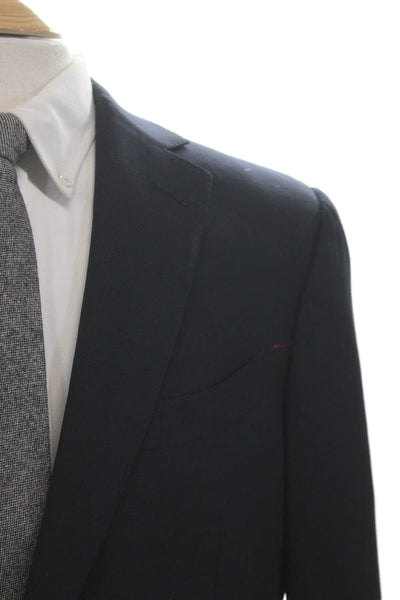 Ermenegildo Zegna Men Dark Blue 100% Wool Suit Jacket Size 54