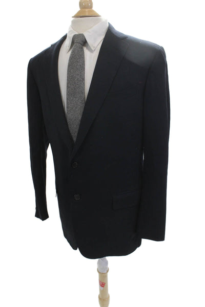 Ermenegildo Zegna Men Dark Blue 100% Wool Suit Jacket Size 54