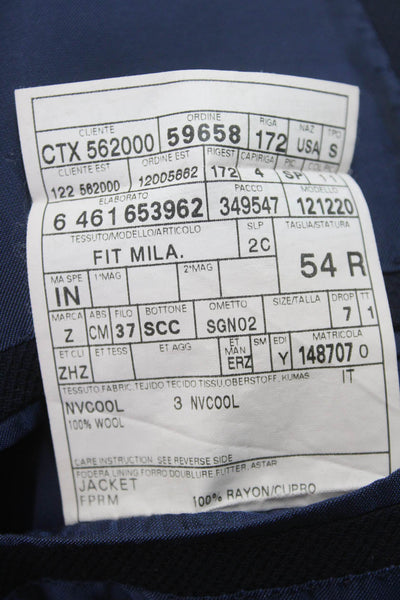 Ermenegildo Zegna Men Dark Blue 100% Wool Suit Jacket Size 54