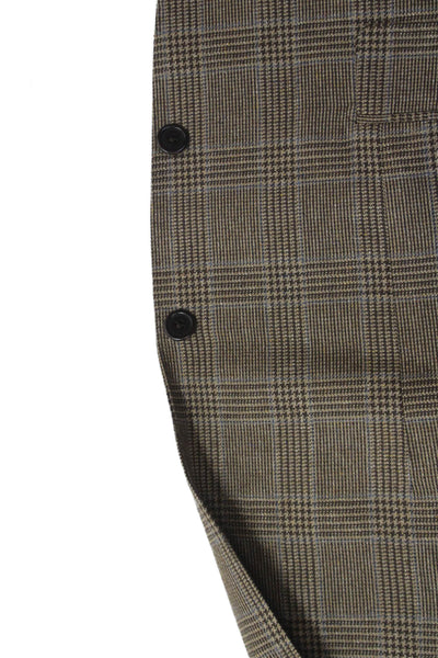 Piatelli Mens Sport Coat Plaid Brown 55%SE 45%WO Button Size 52