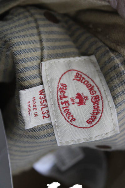Brooks Brothers Red Fleece Mens Chino Khakis Beige Linen Pants Size 35