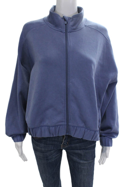 All In Motion Womens Full Zip Sweatshirt Blue High Neck Long Sleeve Size L