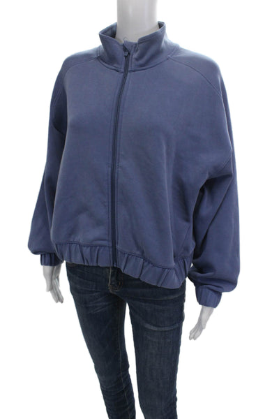 All In Motion Womens Full Zip Sweatshirt Blue High Neck Long Sleeve Size L