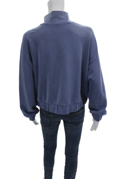 All In Motion Womens Full Zip Sweatshirt Blue High Neck Long Sleeve Size L