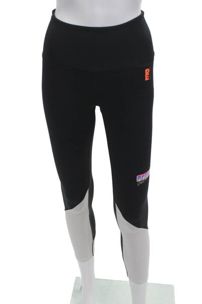 PE Nation Womens Ankle Black Leggings Nylon Solid 80s Size S