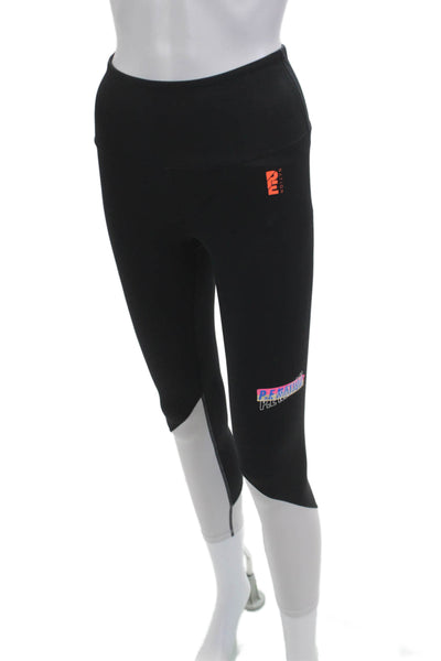 PE Nation Womens Ankle Black Leggings Nylon Solid 80s Size S