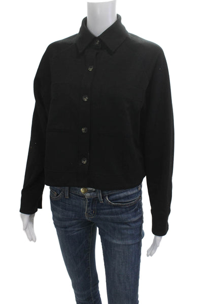 Athleta Women Bomber Jacket Black Collared Petite Size 2XS