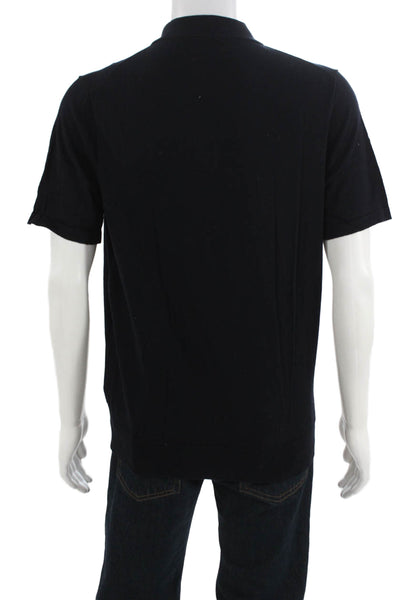 J Crew Mens Black 100% Cotton Short Sleeve Collared Button Polo Size L