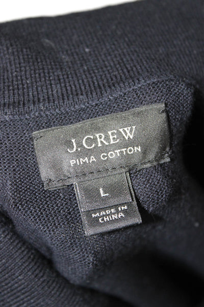 J Crew Mens Black 100% Cotton Short Sleeve Collared Button Polo Size L