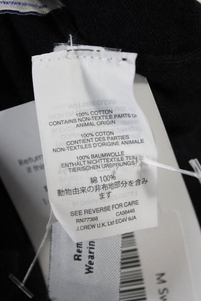 J Crew Mens Black 100% Cotton Short Sleeve Collared Button Polo Size L