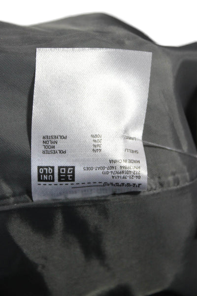 Uniqlo Womens Gray Pea Coat Collared Button Long Sleeve Fall Size S
