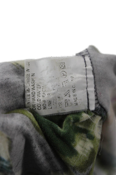 Tiny Women Gray Floral Blouse 3/4 Sleeve Rayon Polyester Size PP