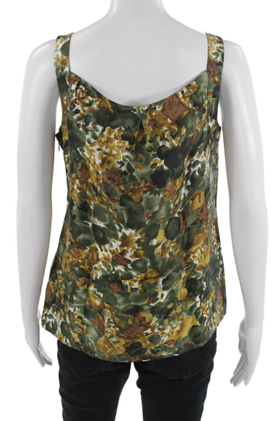 J Crew Womens Silk Floral Camisole Brown Sleeveless Zip Closure Size 2