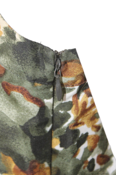 J Crew Womens Silk Floral Camisole Brown Sleeveless Zip Closure Size 2