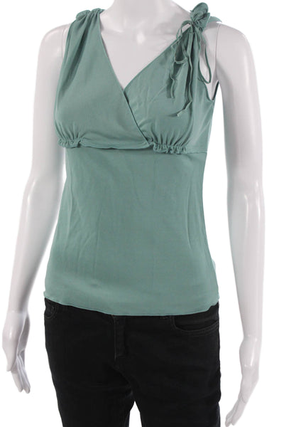 Max Studio Women Green V-Neck Sleeveless Tank Size S