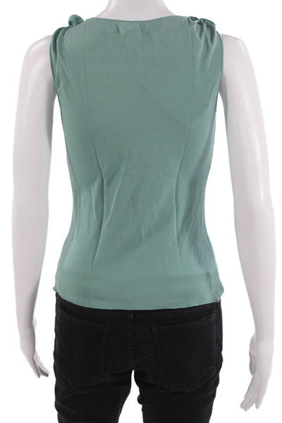 Max Studio Women Green V-Neck Sleeveless Tank Size S