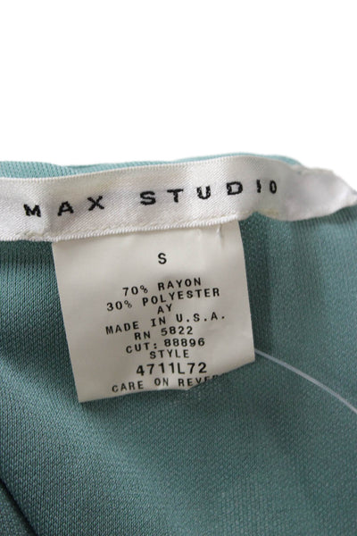Max Studio Women Green V-Neck Sleeveless Tank Size S