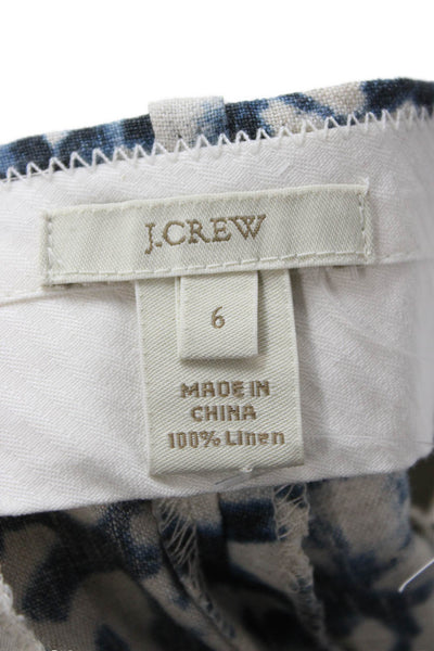 J Crew Unisex Floral Linen Beige Button Shorts Size 6