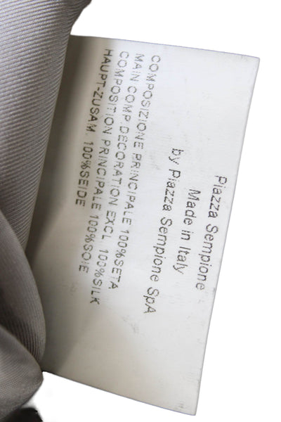Piazza Sempione Womens Beige Silk Geometric Shift Dress 3/4 Sleeve Size 48