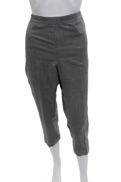 Bleecker Womens Gray Ankle Cropped Dress Pants Petite Virgin Wool Zip Size S
