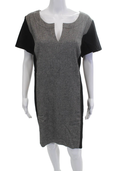 Marina Sport Women Sheath Dress Black Short Sleeve Knee Length Zip Plus Size L