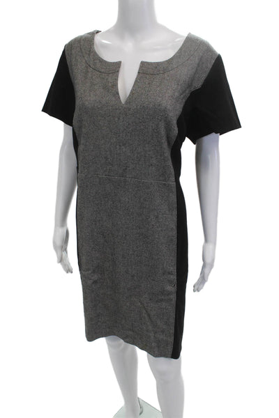 Marina Sport Women Sheath Dress Black Short Sleeve Knee Length Zip Plus Size L