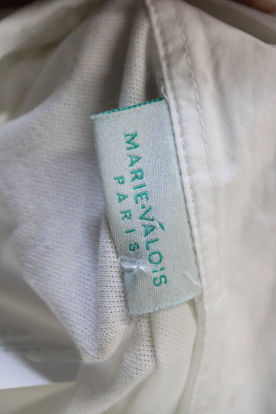 Marie Valois Women Basic Collared Button Up Polo Short Sleeve White Size S