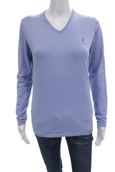 Kjus Unisex Light Blue V-Neck Pullover Sweater Cotton Blend Long Sleeve Size M