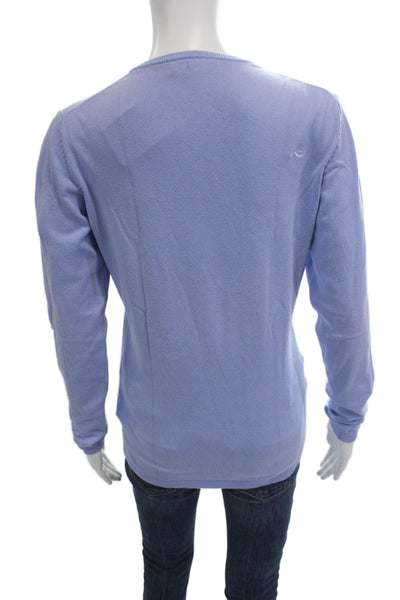 Kjus Unisex Light Blue V-Neck Pullover Sweater Cotton Blend Long Sleeve Size M