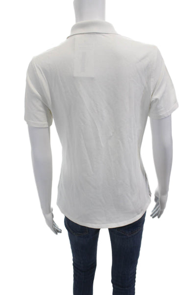 Fairway & Greene Womens Basic Polo White Short Sleeve Cotton Blend Size M