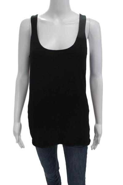 Minnie Rose Womens Black Tank Sleeveless Cotton Cashmere Size L