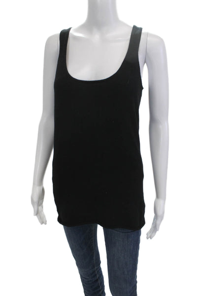 Minnie Rose Womens Black Tank Sleeveless Cotton Cashmere Size L