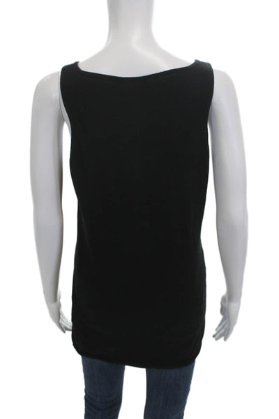 Minnie Rose Womens Black Tank Sleeveless Cotton Cashmere Size L