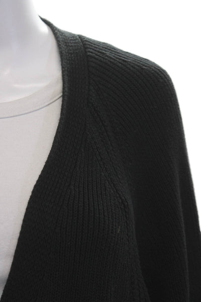 Cotton By Autumn Cashmere Unisex Cardigan V-Neck Black 100% Cotton Size M