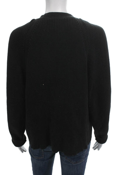 Cotton By Autumn Cashmere Unisex Cardigan V-Neck Black 100% Cotton Size M