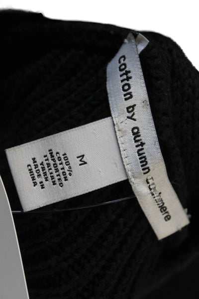 Cotton By Autumn Cashmere Unisex Cardigan V-Neck Black 100% Cotton Size M