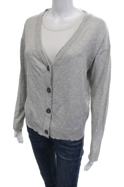 SWTR Unisex Cardigan Gray V-Neck Button Long Sleeve Cotton Linen Size M