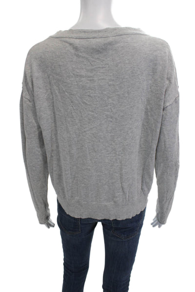 SWTR Unisex Cardigan Gray V-Neck Button Long Sleeve Cotton Linen Size M